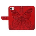 thumbnail image 6 of Dteck Pattern Case for iPhone SE4,Magnetic Leather Butterfly Floral Embossed Flip Case Card Slots Wallet Stand Cover with Wrist Strap for iPhone SE4,Red, 6 of 7