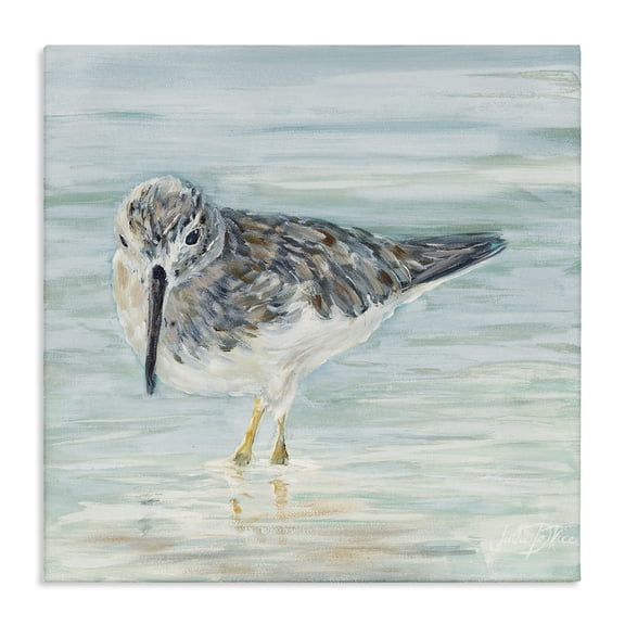 Stupell Industries Sandpiper on Shallow Shore Animals & Insects Painting Gallery Wrapped Canvas Art Print Wall Art, 17 x 17