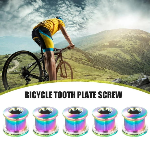 Tornillo de biela Tornillos para rueda de cadena de bicicleta juegos de tuercas de arandela de aleación de aluminio M8 pernos de plato de platos y bielas simples/dobles para ciclismo de montaña MTB FLhrweasw Nuevo