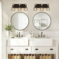 thumbnail image 7 of 3-Light Farmhouse Wood Bathroom Vanity Lights over Mirror with Metal Cage Lampshade Rustic Bathroom Light Fixtures for Mirror, Living Room, Bedroom, Hallway, 7 of 7