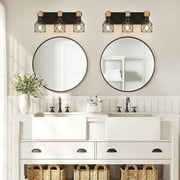 Farmhouse 3-Lights Vanity Wall Sconces Lighting Industrial Metal Black Bathroom Wall Light Fixtures, 1 Pack