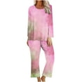 thumbnail image 2 of pimelu Pajamas Sets for Women Womens 2 Pieces Sets Trendy Gradient Print Lounge Sets Homewear Outfits Long Sleeve Top and Capris Pants Loungewear Sets, 2 of 5