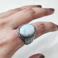 thumbnail image 5 of Natural Larimar Mens Ring, Dominican Larimar Ring, Larimar Birthstone, Silver Jewelry, 925 Silver Ring, Gift, Heavy Mens Ring, Arabic Design, Ottoman Style Ring, Christmas, Turkey Mens Signet Ring, 5 of 7
