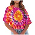 thumbnail image 1 of Posijego T-Shirts Teinture sur Nœuds Graphiques pour Femmes Été Décontracté Col Rond Manches Courtes Crop Tops, 1 of 6