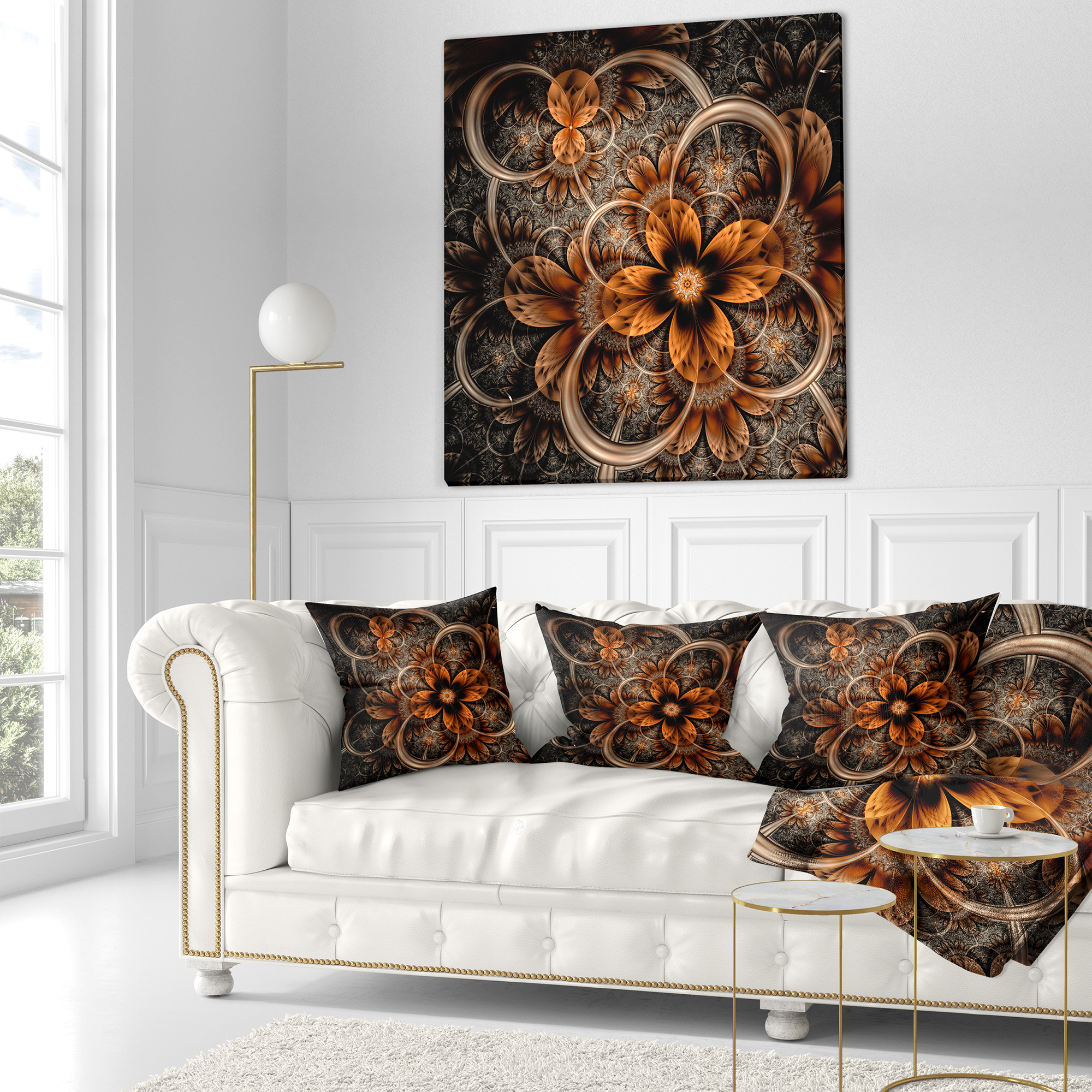 Designart 16" x 16" Orange Polyester Throw Pillow