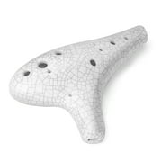 12 Hole Ocarina Alto C Hand Painting Lotus Ice Crack Glazed Craft Ceramic Instrument for Beginner and Porfessional Player with Neck Strap and Carrying Bag
