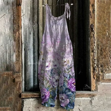 

Womens Summer Jumpsuits Casual Floral Printed Adjustable Strap Baggy Bib Overalls Romper Harem Pants Playsuit