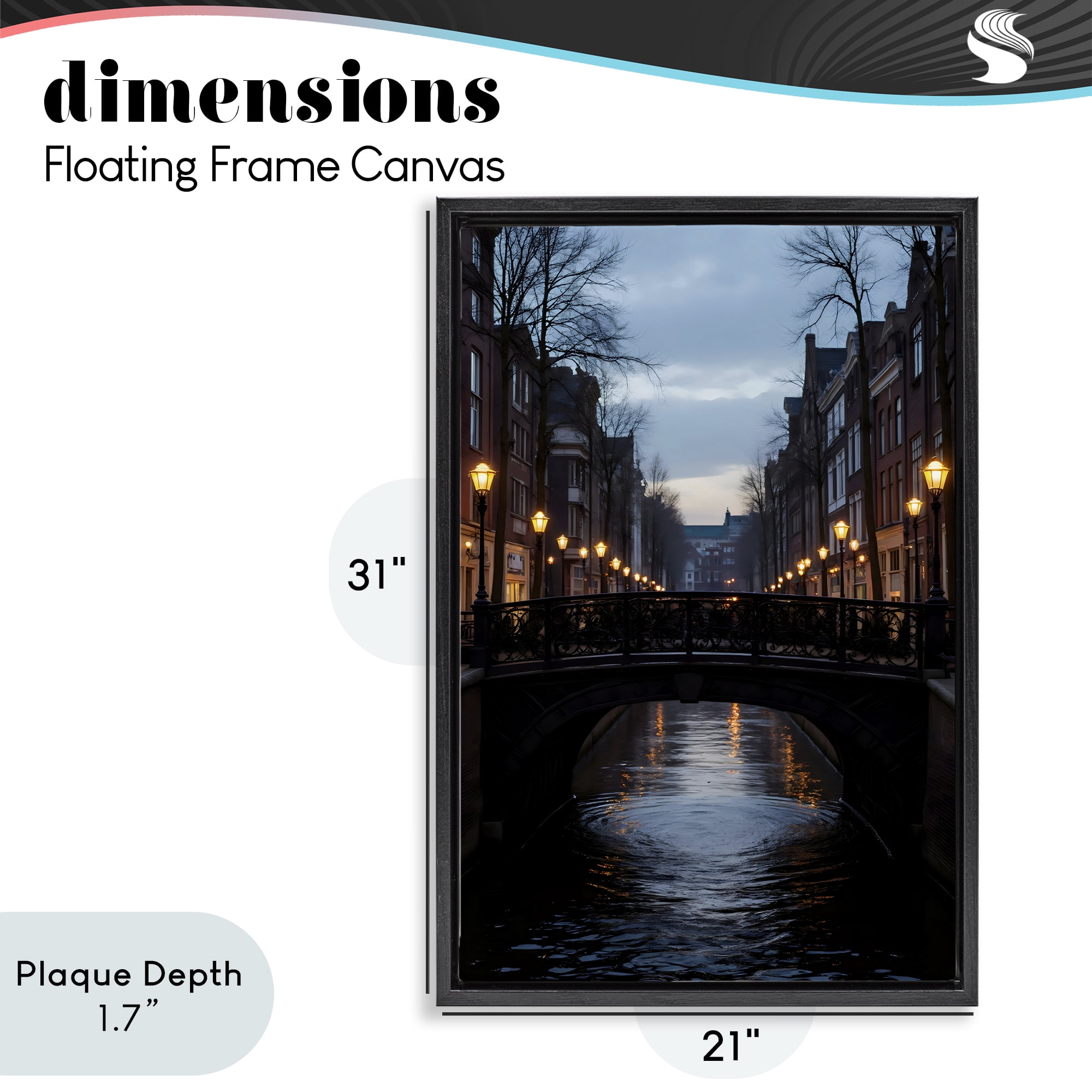 Stupell Industries Lantern Light over Quiet Canal Black Framed Floater Canvas Wall Art, design by Creative Studio
