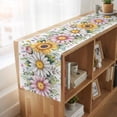 thumbnail image 6 of Colorful Daisy Floral Table Runner, Spring Flowers Botanical Leaves Rustic Cotton Linen Table Runners 108 Inches Long, Dresser Scarf Runner for Dining/Living Room/Kitchen/Square Tables 13''x108'', 6 of 9