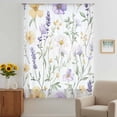 thumbnail image 3 of Purple Yellow Floral Sheer Curtains 63 Inches Long, Watercolor Wildflowers Botanical Light Filering Curtains, Breathable Simi Curtain Privacy Drapes for Living Room Bedroom Window Treatment, 3 of 9