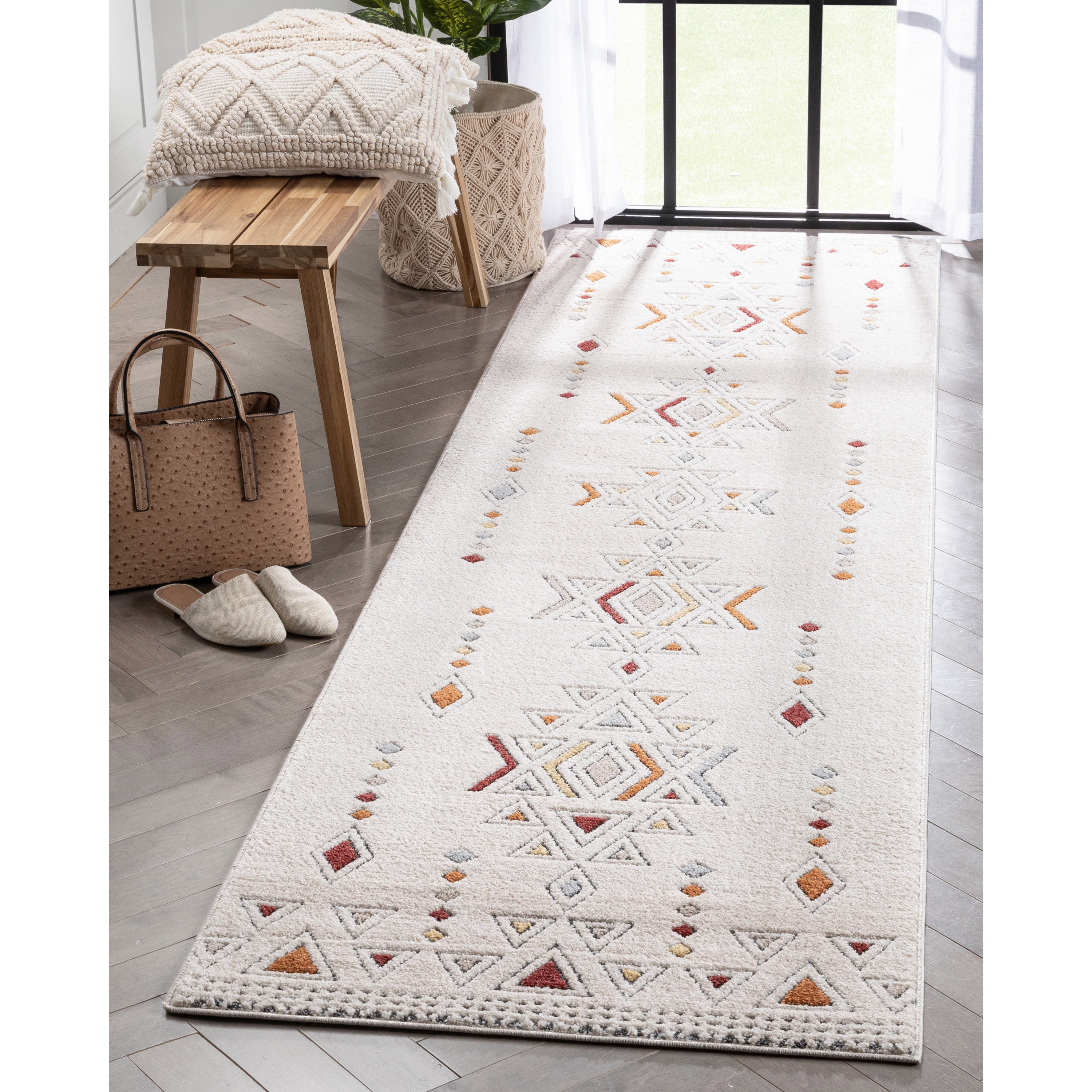 Well Woven Malaga Huron Modern Oriental Beige High-Low Textured 2'7" x 9'10" Runner Rug