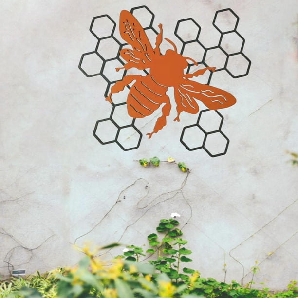 Adorno Decorativo Esculturas Bumble de Hierro Forjado para Jardín y Pared Naranja