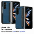 thumbnail image 6 of Nalacover Case for Samsung Galaxy Z Fold 5, Slim Vintage Cloth Case for Galaxy Z Fold 5 with S Pen Holder, Shockproof Anti-Scratches Anti-Fingerprints Full Protection Folding Cover,Blue, 6 of 9