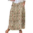thumbnail image 2 of WXLWZYWL Women's Linen Maxi Skirt with Pockets - Floral Print Casual Elastic Waistband Flared Long Skirt 2024 Fall Fashion, 2 of 5