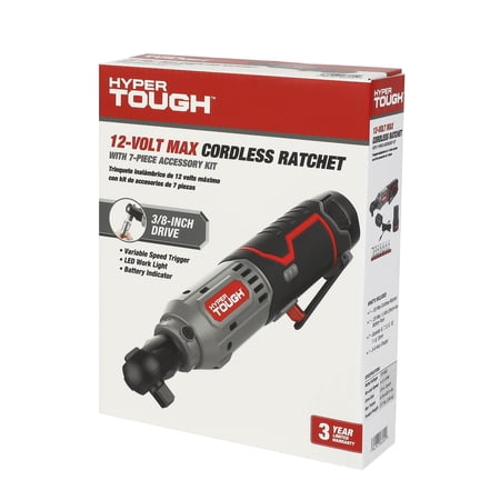 HYPER TOUGH 12V RATCHET WRENCH WITH 7-PIECE SOCKET SET, HOLIDAY GIFT