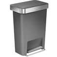 thumbnail image 1 of Simplehuman Poubelle de Cuisine Rectangulaire en Plastique de 50 Litres / 13 Gallons avec Poche pour Doublure, Gris, 1 of 8