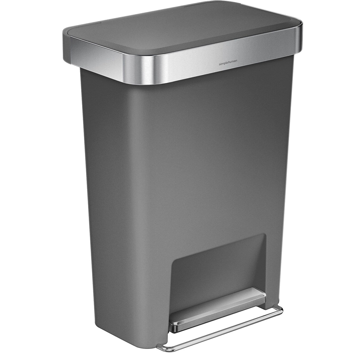simplehuman 12-Gallon Step Trash Can, Grey photo 1