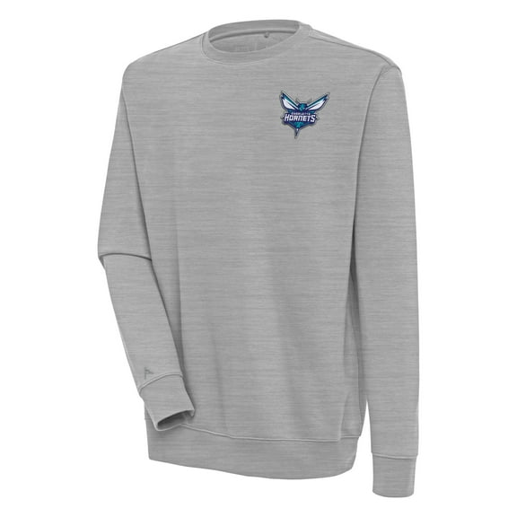 Men's Antigua Heather Gray Charlotte Hornets Victory Pullover Sweatshirt