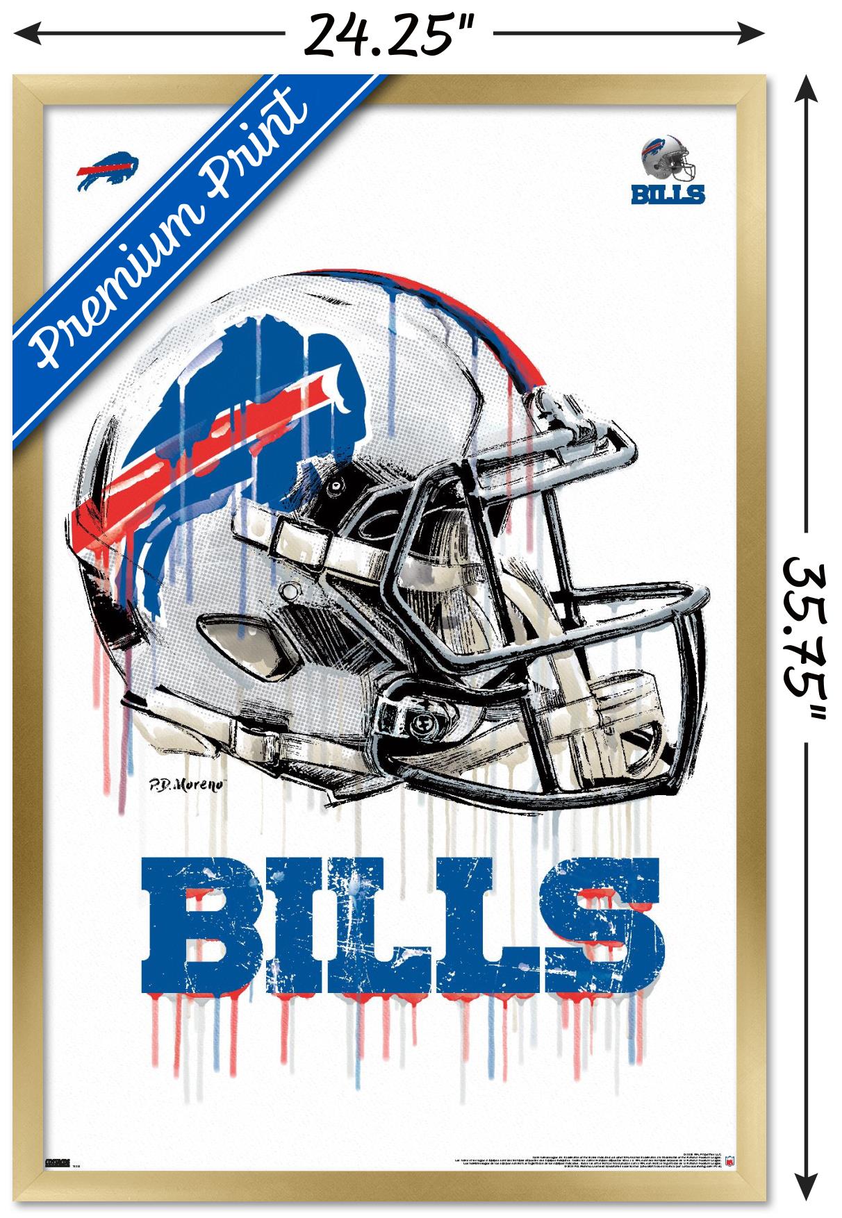 NFL Buffalo Bills - Drip Helmet 20 Wall Poster, 22.375" x 34", Framed