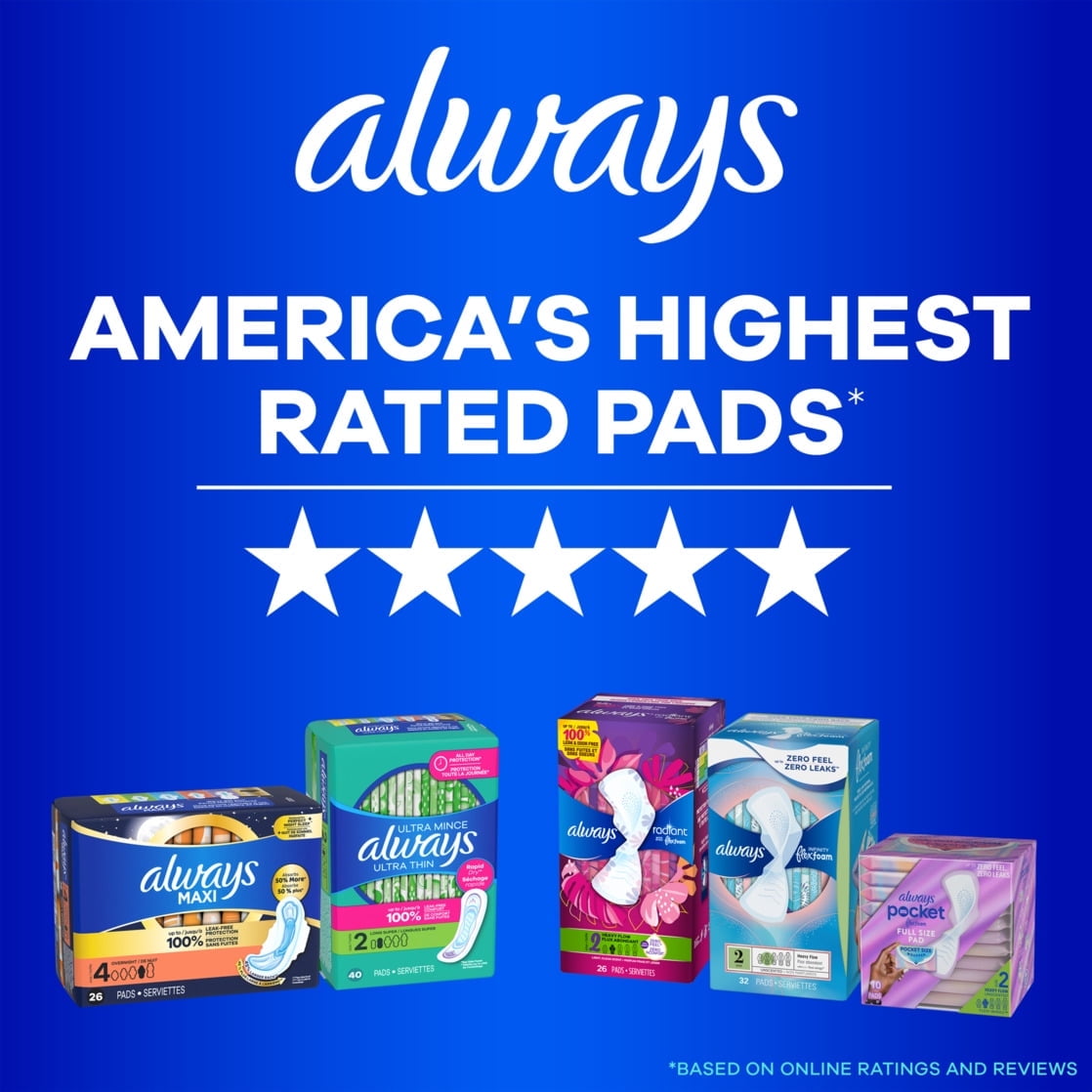 Infinity Feminine Pads, Size 5, Extra Heavy Overnight, Wings, Unscented, 30 Count