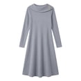 thumbnail image 5 of Ynynloco Fall A Line Dresses for Women 2026 Crew Neck Long Sleeve Casual Loose Flowy Swing Midi Dress, 5 of 6