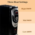 thumbnail image 4 of Optimus H-6015 3-Setting 1,500-Max 7-Fin Portable Oil-Filled Radiator Heater with Digital Display, Timer, Thermostat, and Wheels, 4 of 5