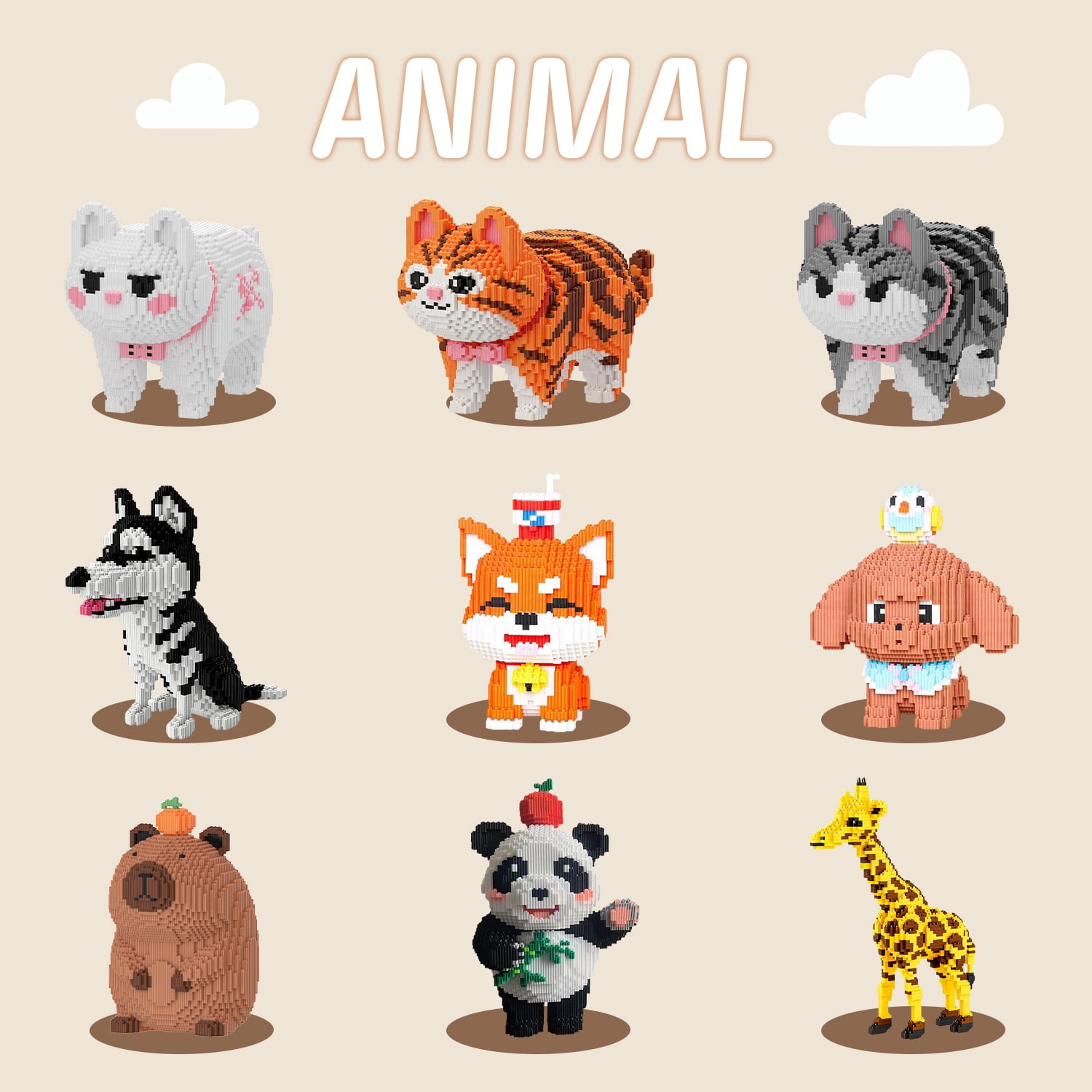 Hidpriva 10500 PCS Animal 3D Micro Building Block Set, Gift for Adults and Kids, Toy Building Blocks, Black Cat