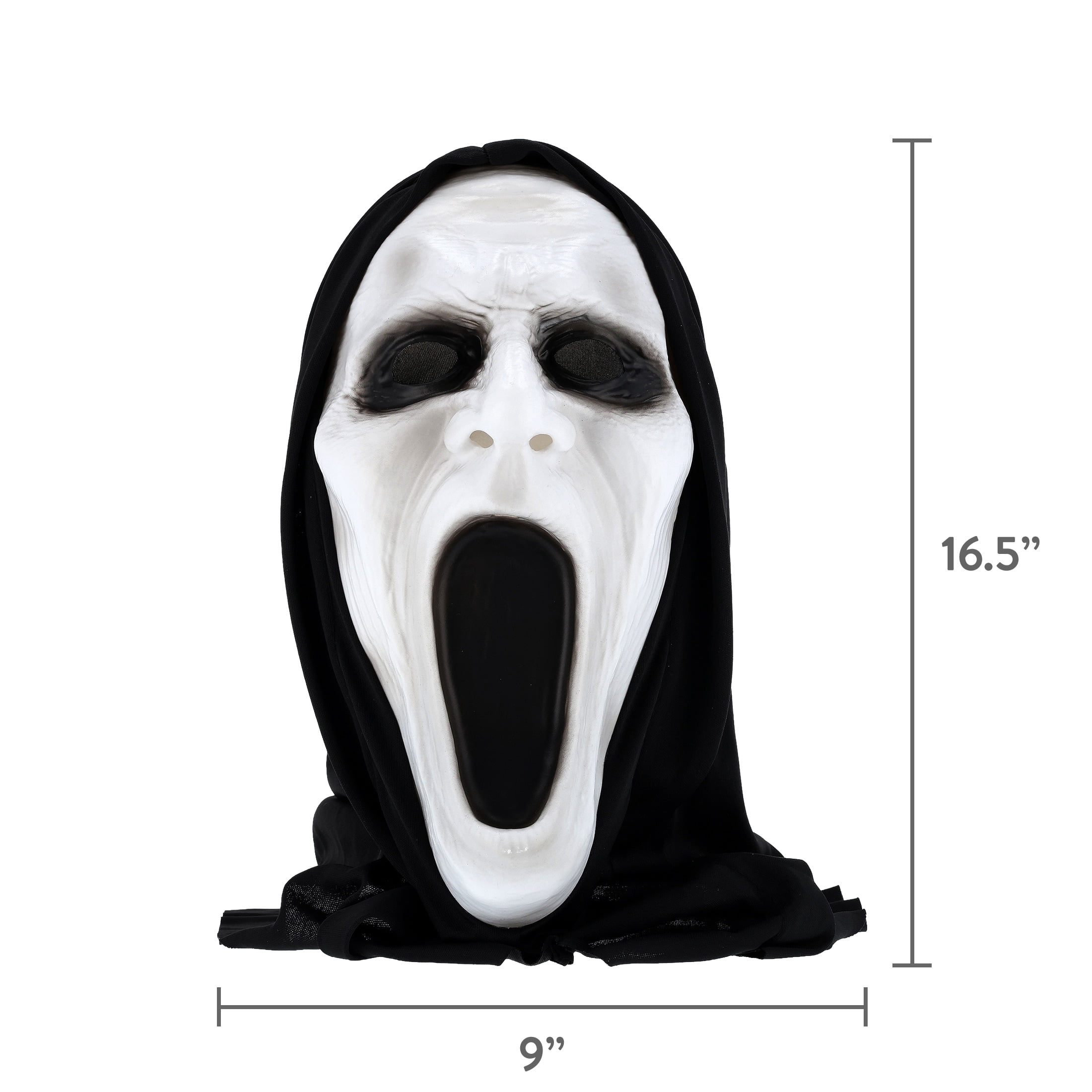 Silent Screamer Mask Costume Accessory for Adults, Black and White, Halloween by Way To Celebrate