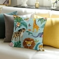 thumbnail image 3 of ZFLMY Animal Throw Pillow Covers  Cartoon Cushion Covers for Kids Boys Girls Monkey Deer Crocodile Hippo Blue Yellow Cushion Cases Soft Decorative Pillowcases 18x18in, 3 of 5