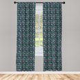 thumbnail image 2 of Ambesonne Hawaiian Curtains, Fern Palm Leaves Hibiscus, Pair of 28"x63", Green and Pale Purple, 2 of 4