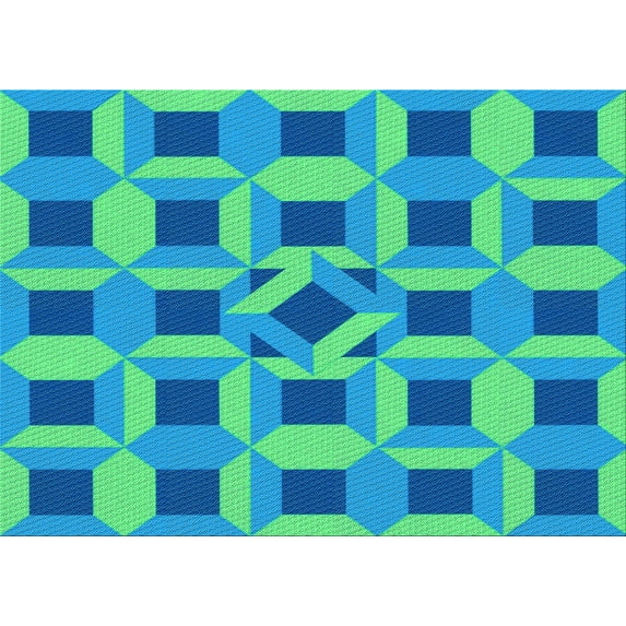 Ahgly Company Machine Washable Indoor Rectangle Transitional Neon Blue Area Rugs, 2' x 5'