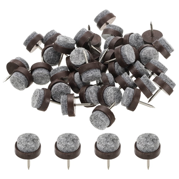 Uxcell 17 mm Nail-on Felt Pads, Round Felt Furniture Sliders for Protection Brown 40 Pcs