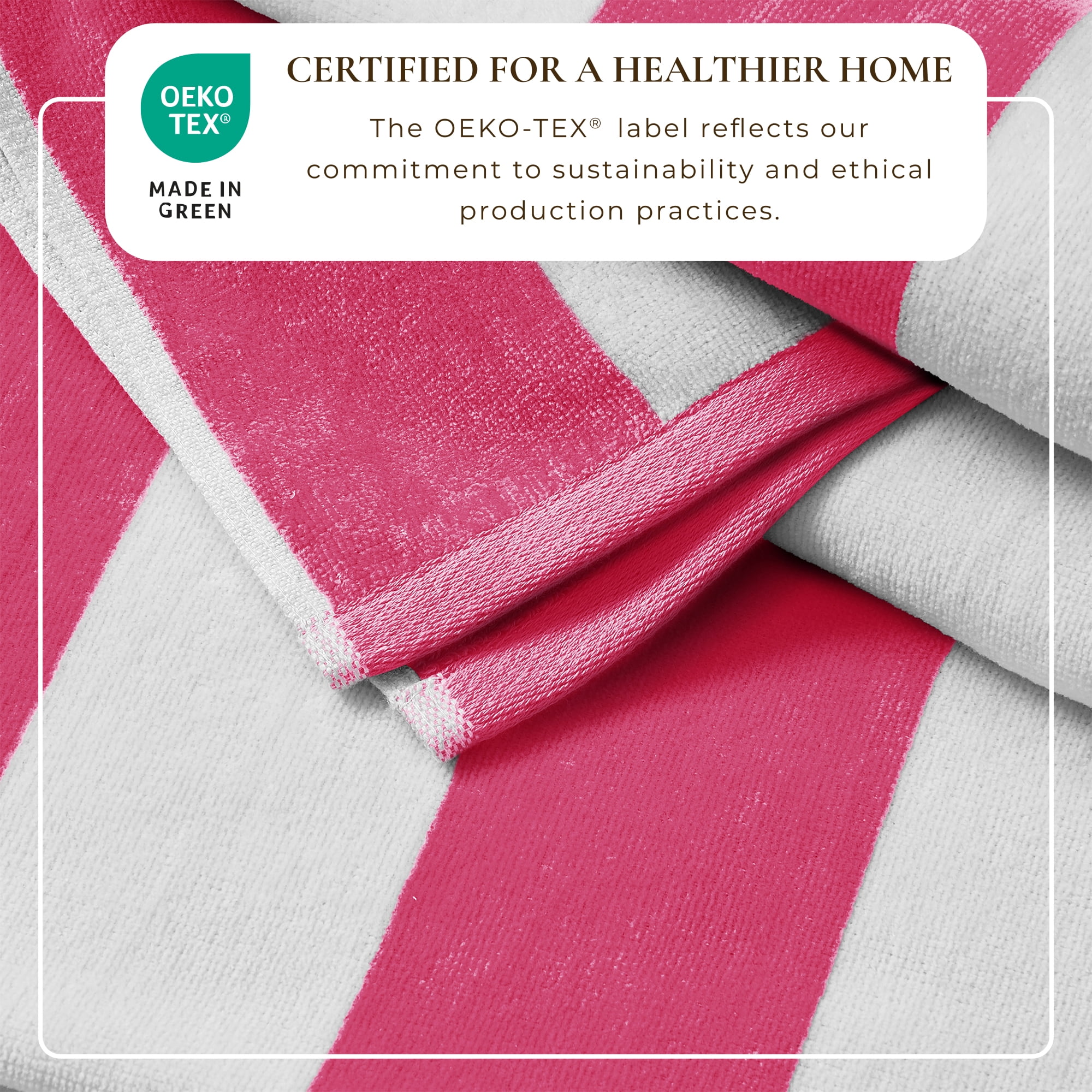 100% Cotton Cabana Striped Beach & Pool Towels (4 Pack - 30" x 60", Bright Pink)