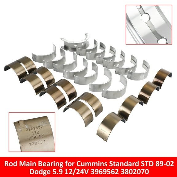 Rod Main Bearing for Cummins Standard STD 89-02 Dodge 5.9 12/24V 3969562 3802070