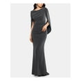 thumbnail image 1 of BETSY & ADAM Femmes Noir Stretch Texturé Dos Drapé Train Ruché Bordé Coude Manches Asymétrique Décolleté Pleine Longueur Robe de Soirée Robe Robe 14, 1 of 1