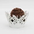 thumbnail image 2 of 50 envoltorios para cupcakes con diseño de mariposas, color blanco, para decoración de bodas, 2 of 6