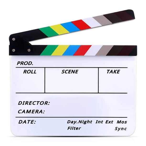Tablero de claqueta de película de vídeo, tablero de claqueta de escena de acción de corte del director, decoraciones de fiesta temáticas de películas - Negro/Colorido