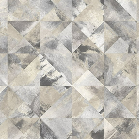 Concord Wallcoverings Textured Wallpaper geometric marble, Beige Brown Gray, 21 In x 33 Ft (56 sq. ft), FW36822