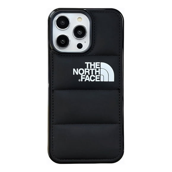 Haute Qualité pour iPhone 16 15 14 13 12 11 (Pro Plus Pro Max Mini) Étuis de Téléphone The North Face Créatif Plume Remplissage Étui de Téléphone Mobile Noir