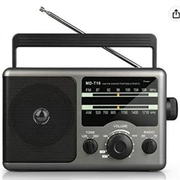Jazmm AM FM Portable Radio, Battery Operated, Portable Shortwave Radio, AC/Battery Dual Power, Black