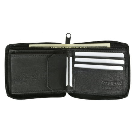 Zippered Bifold Leather Wallet W/Removable Plastic Inserts in Leather Casing W/Snap Enclosure 56 (C)