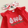 thumbnail image 6 of Cjfdfy Newborn Baby Girl First Christmas Outfit My First Christmas Embroidered Long Sleeve Romper Bow Pants Headband Infant Cute Christmas Tree Bow Fall Winter Holiday Clothes Set, 6 of 9