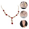 thumbnail image 3 of Collier Fleur de Rose Chaîne Clavicule en Strass Ras du Cou Bijou Fleur de Rose, 3 of 8