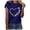 Blue, variant on LEAVINGSUO Womens Tops Womens Plus Size $5 Fashion Women Summer Loose Print Round-Neck T-Shirt Short Sleeve Casual Blouse