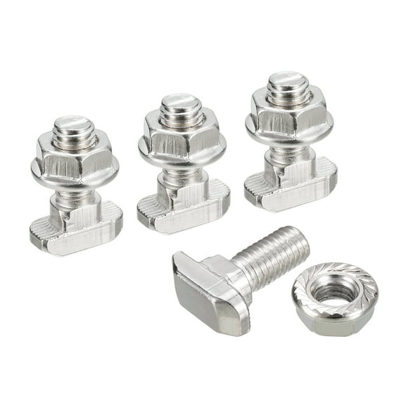 Unique Bargains M8x20mm T Slot Drop in Bolt and M8 Hexagon Flange Nut Set 10 Sets T-Bolt for 40 Series Aluminum Profile