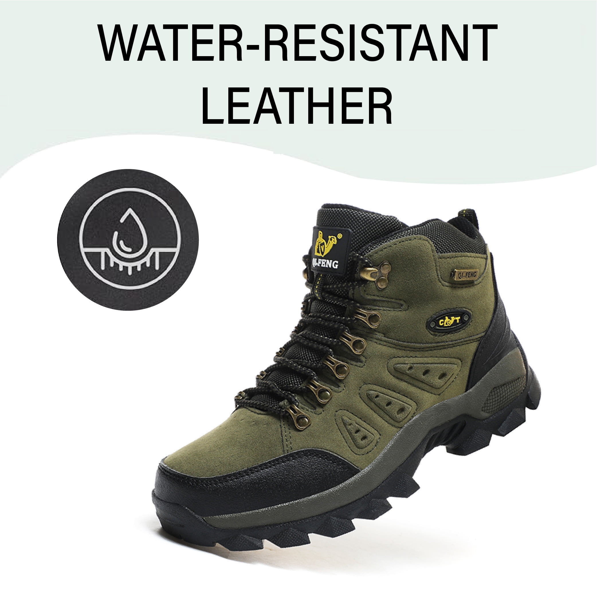 Mens Hiking Boots Outdoor Hiking Trekking Work Climbing Shoes Slip Resistant Lightweight Camping Work Shoes Green 6.5 US