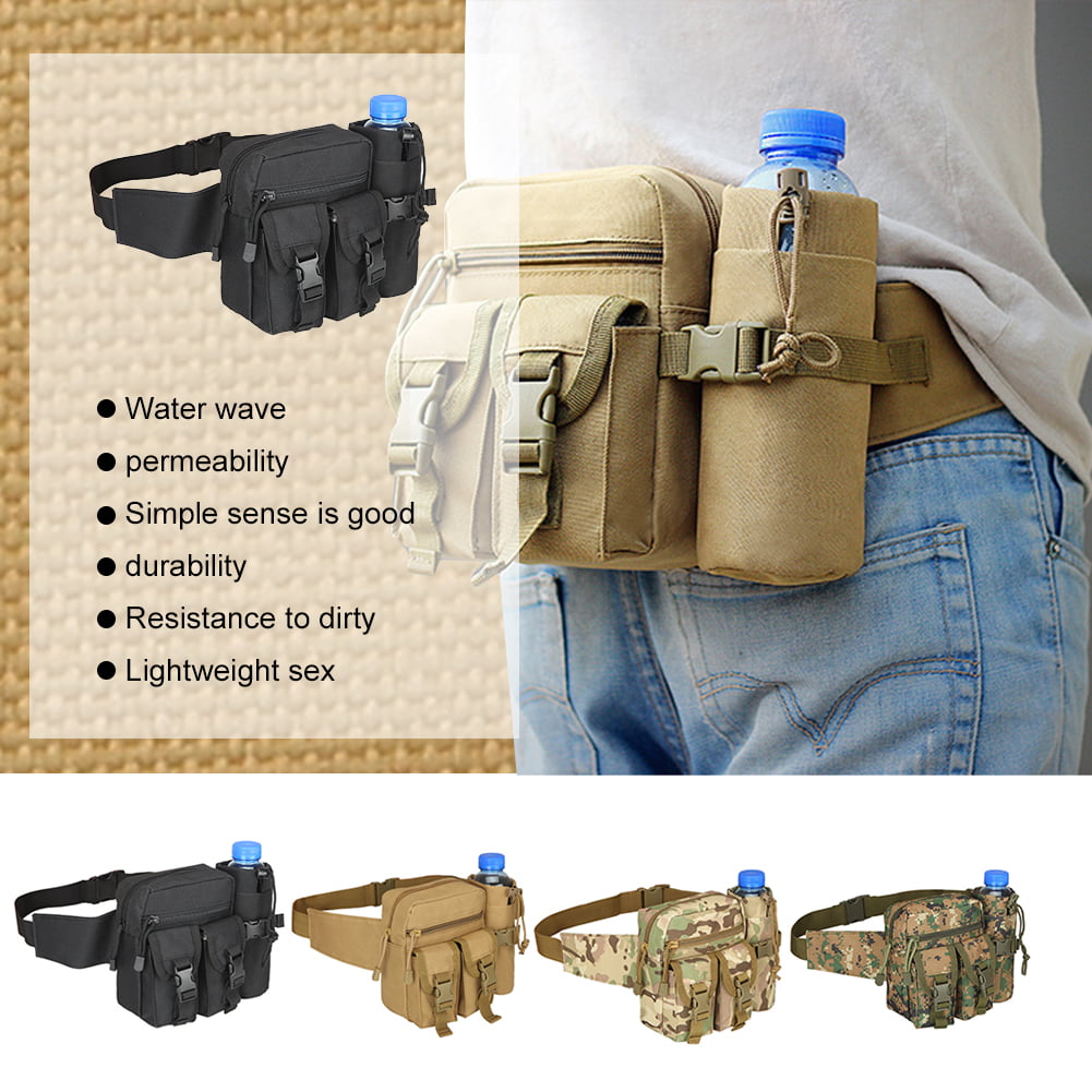 Tactical Hydration Hiking Running Fanny Pack with water bottle Gun Phone Pouch 