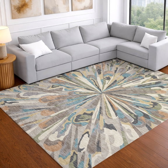 Addison Rugs Chantille Indoor/Outdoor Transitional Abstract Beige Machine Washable Rectangle Rug, 10' x 14'