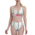 thumbnail image 2 of Picia Vintage Wood with Floral Women's High Waisted Bikini Scoop Neck Swimsuit Two Pieces Bathing Suit-Medium, 2 of 8