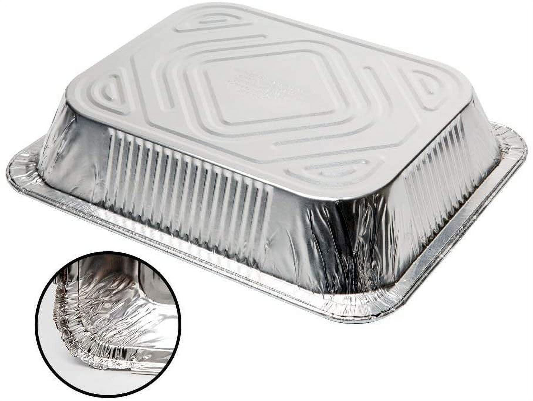 VeZee Full Size Disposable Aluminum Pans Cookie Sheet Baking Pans| Nonstick  Durable Resuable Aluminum Foil Tray with Dome Lids.|5CT